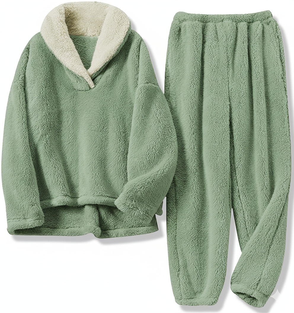Two-Piece Relaxed Fit Co-Ord Set for Women-Green (Size-XS) | D15